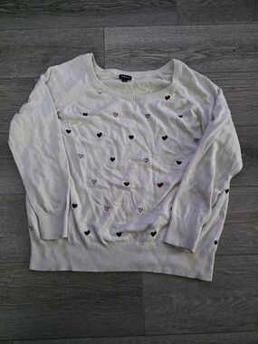 Torrid Cream Heart Print Sweater